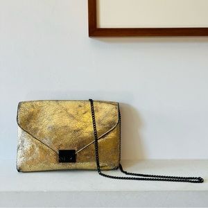 Loeffler Randall Gold Lock Envelope Clutch